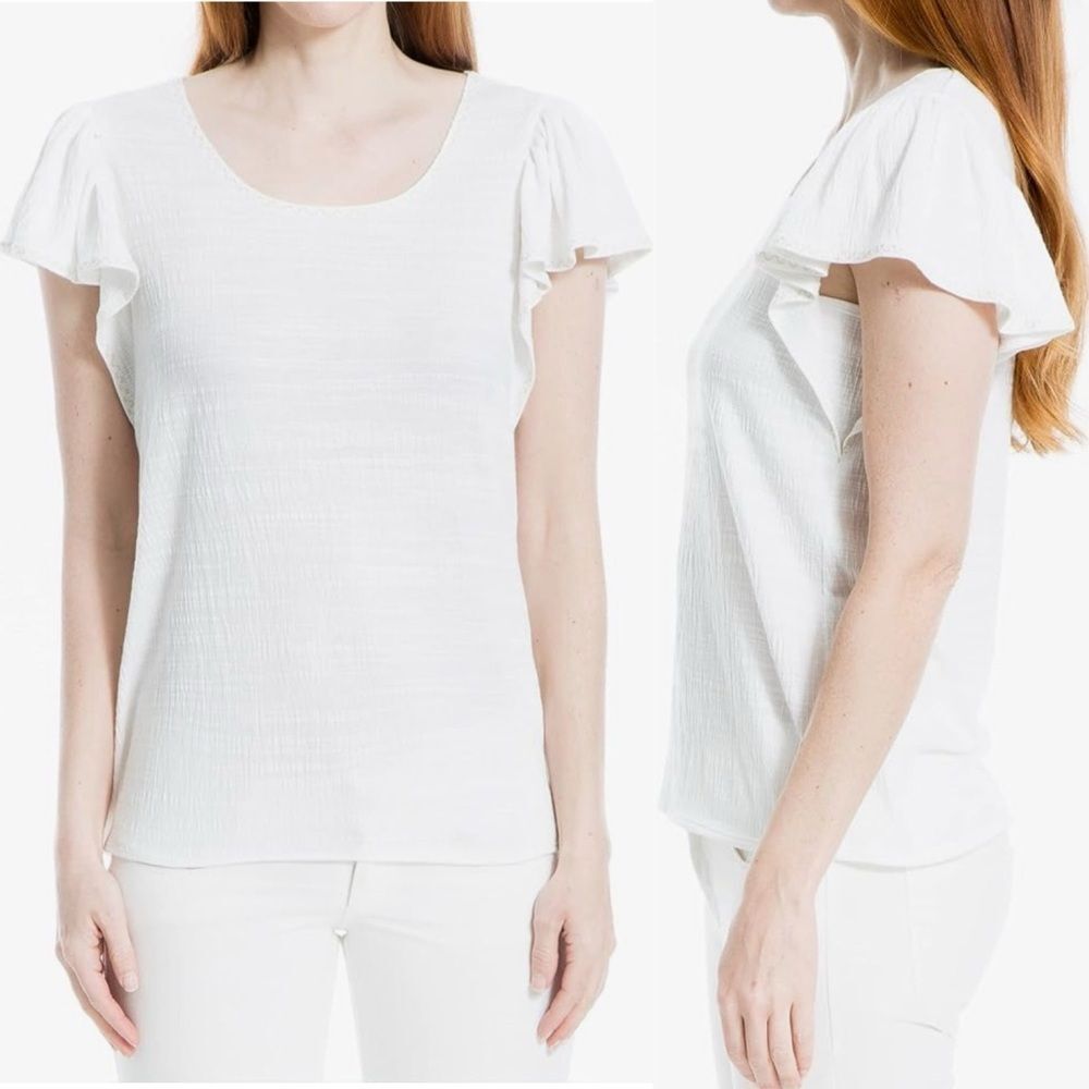 Max Studio Flutter Sleeve Jersey Crinkle Top • size Medium